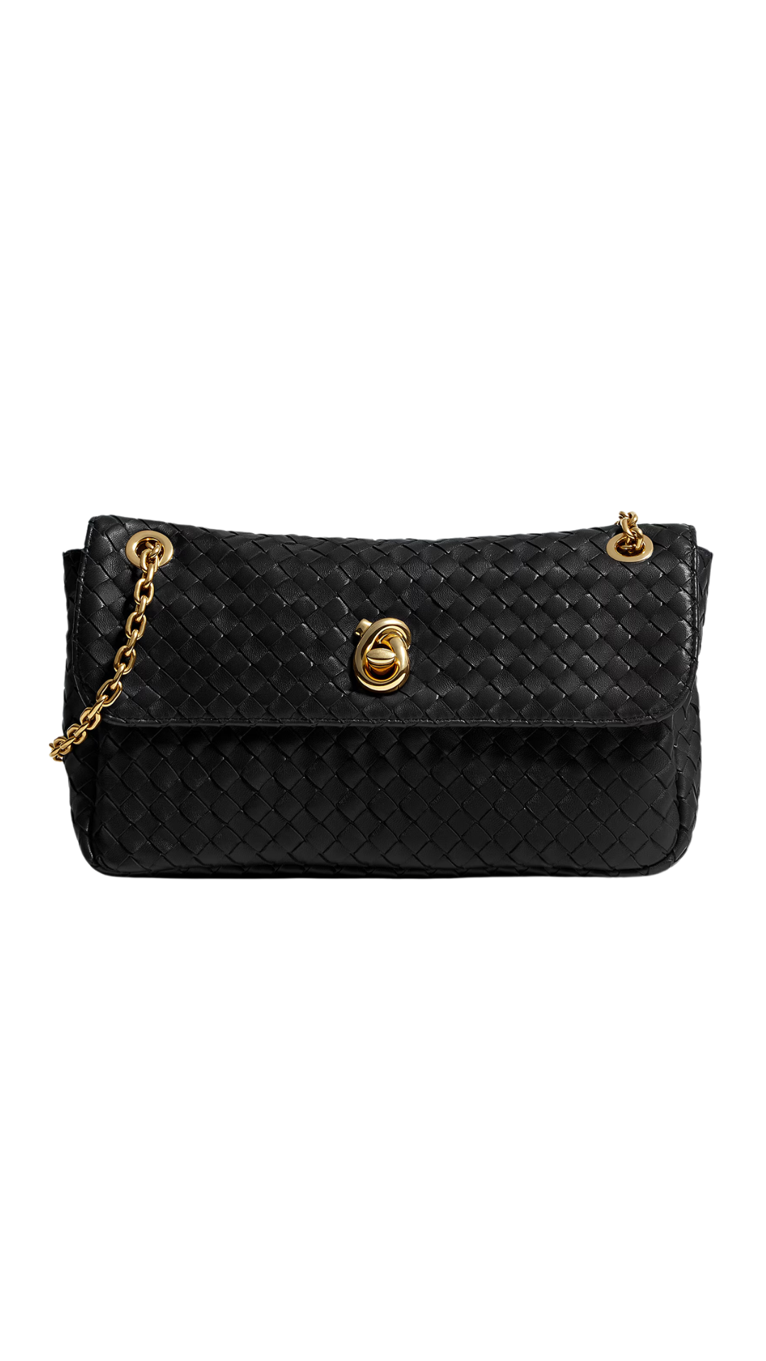 Madison Shoulder Bag in BLack Intrecciato Leather