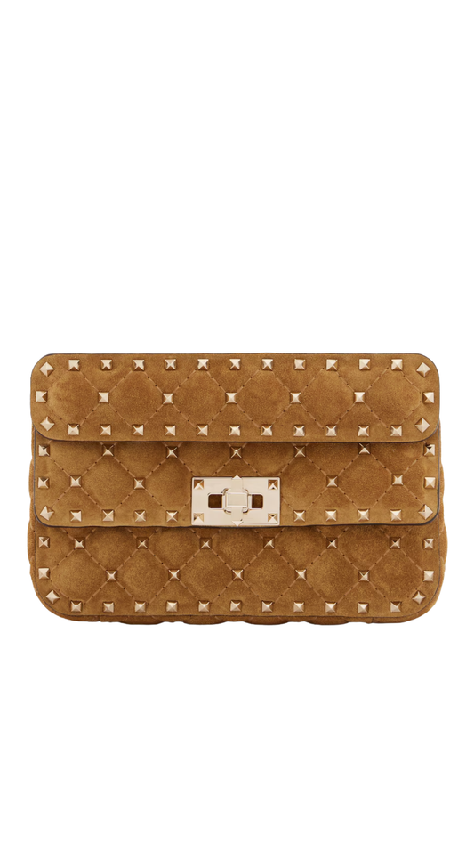 Rockstud Spike Small Suede Top-Handle Bag