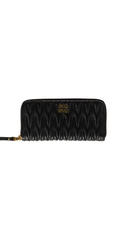 Large Matelassé Nappa Leather Wallet in Black