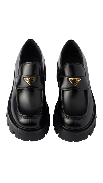 Brushed Leather Loafers in Black