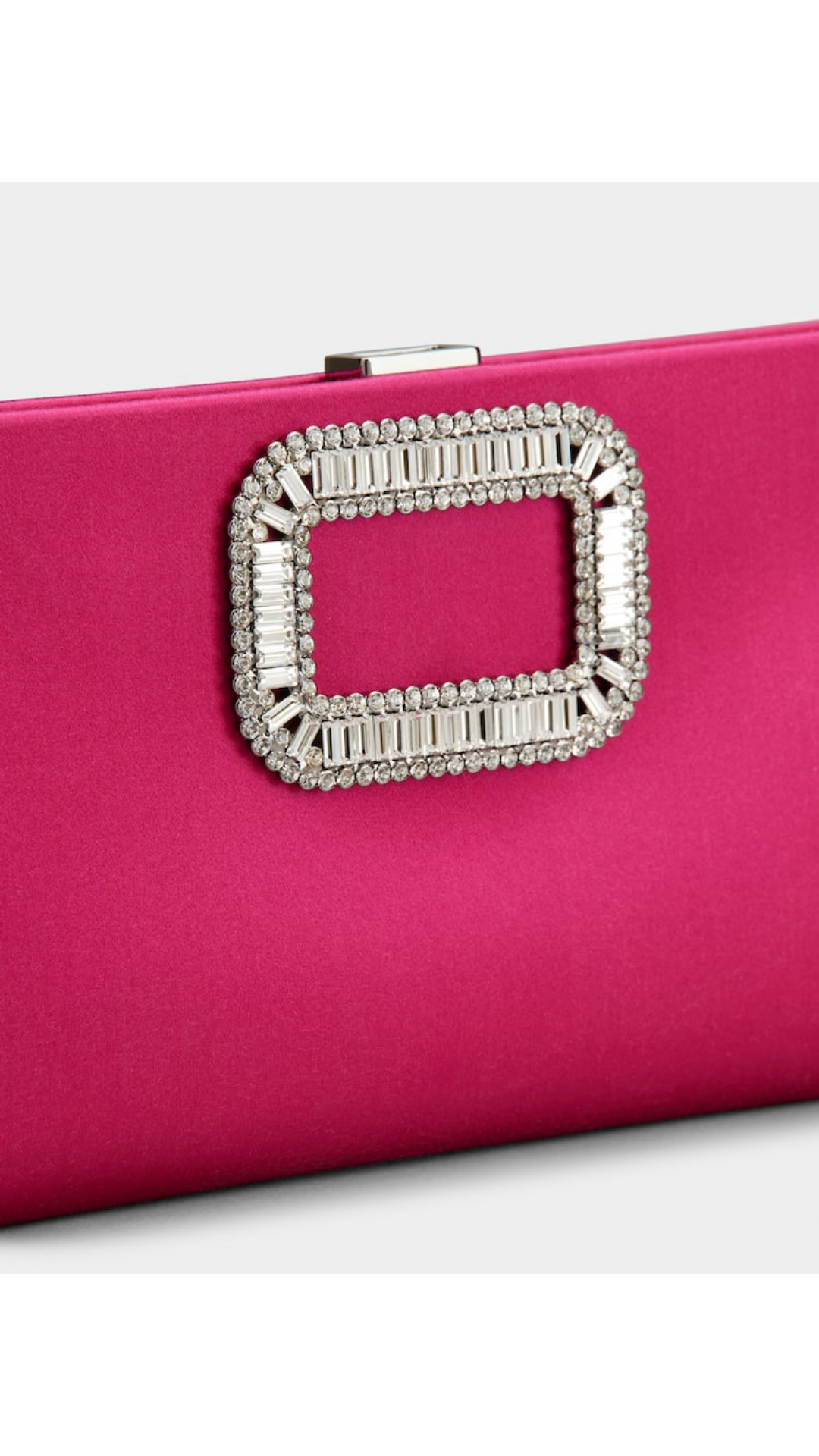 Pilgrim Buckle Clutch in Fuchsia Satin