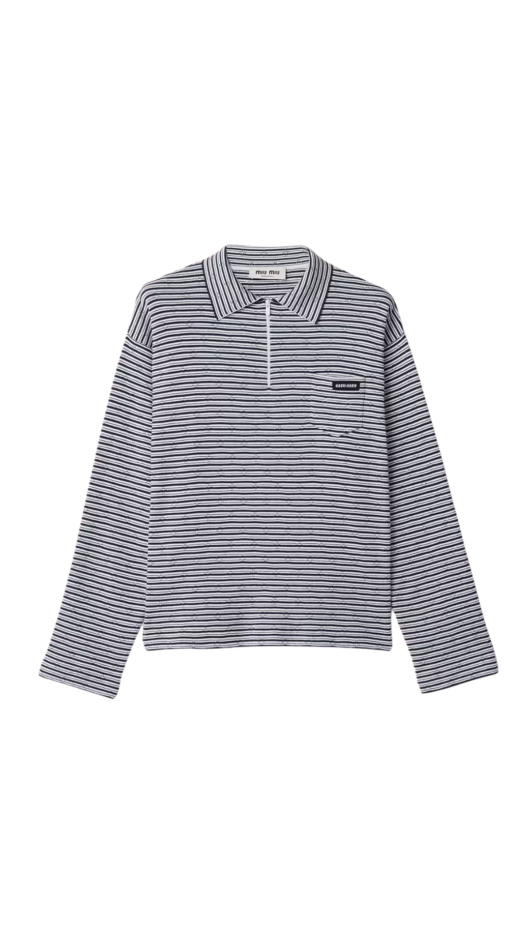 Cotton, Cashmere, and Silk Polo Shirt in White/Blue