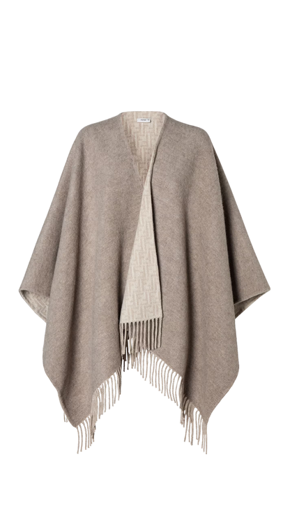 Poncho Dove gray FF Zucca Wool and Cashmere Poncho