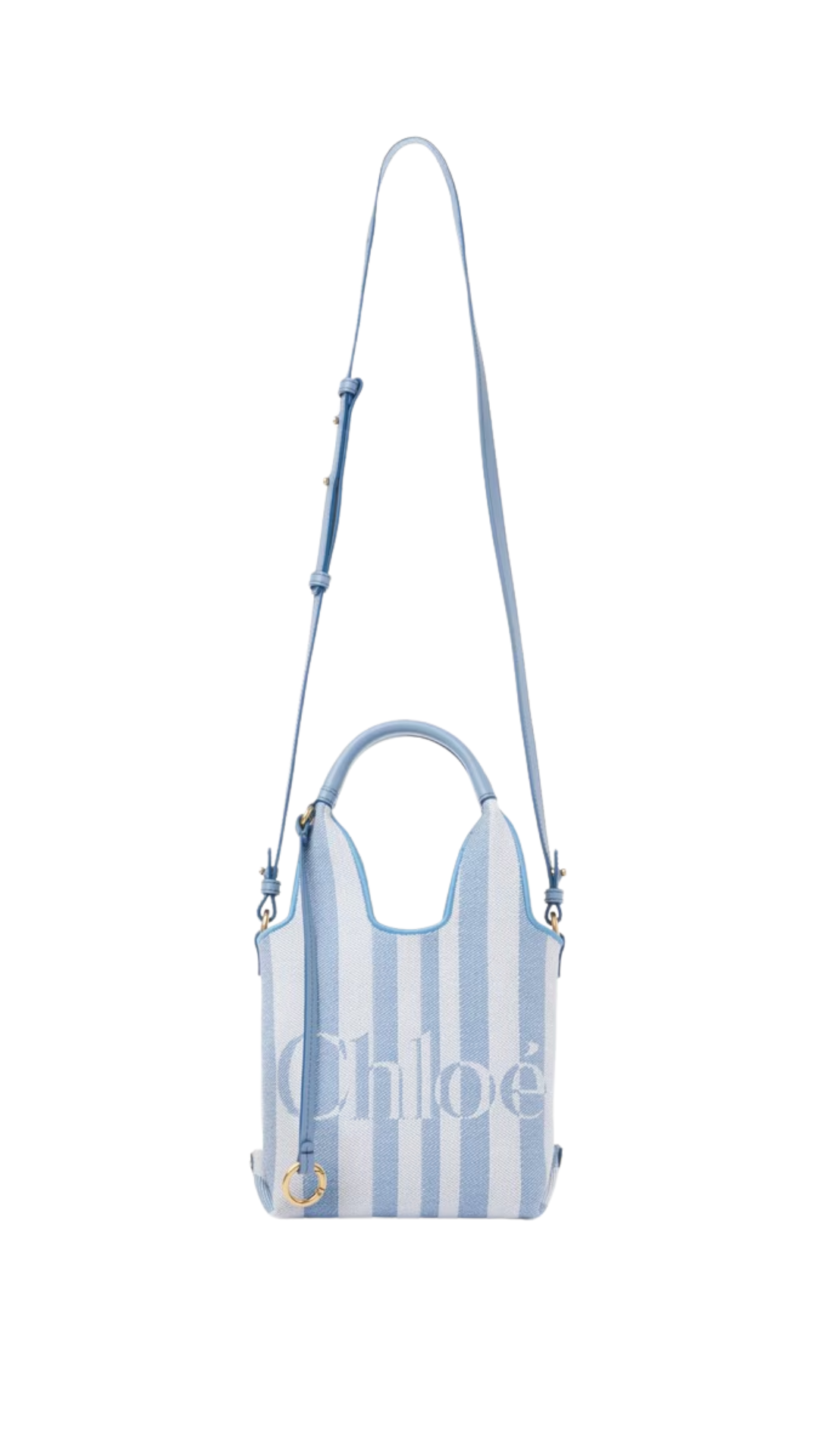 Mini Chloé Stripy Tote Bag in Surfing Blue Jacquard