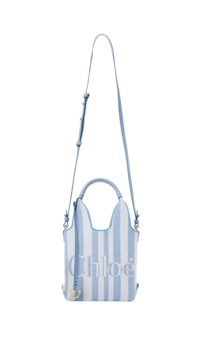 Mini Chloé Stripy Tote Bag in Surfing Blue Jacquard