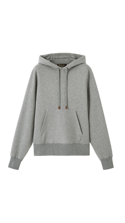 Banyan Hoodie in Flannel Melange Cotton, Cashmere