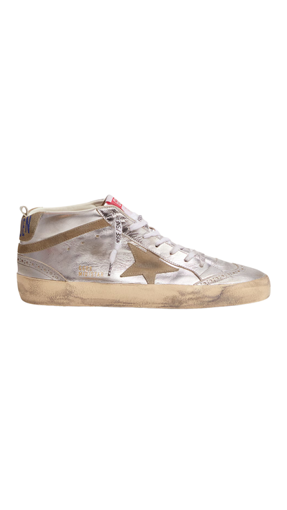 Women's Mid Star in Silver Laminated Leather with Dove Gray Star