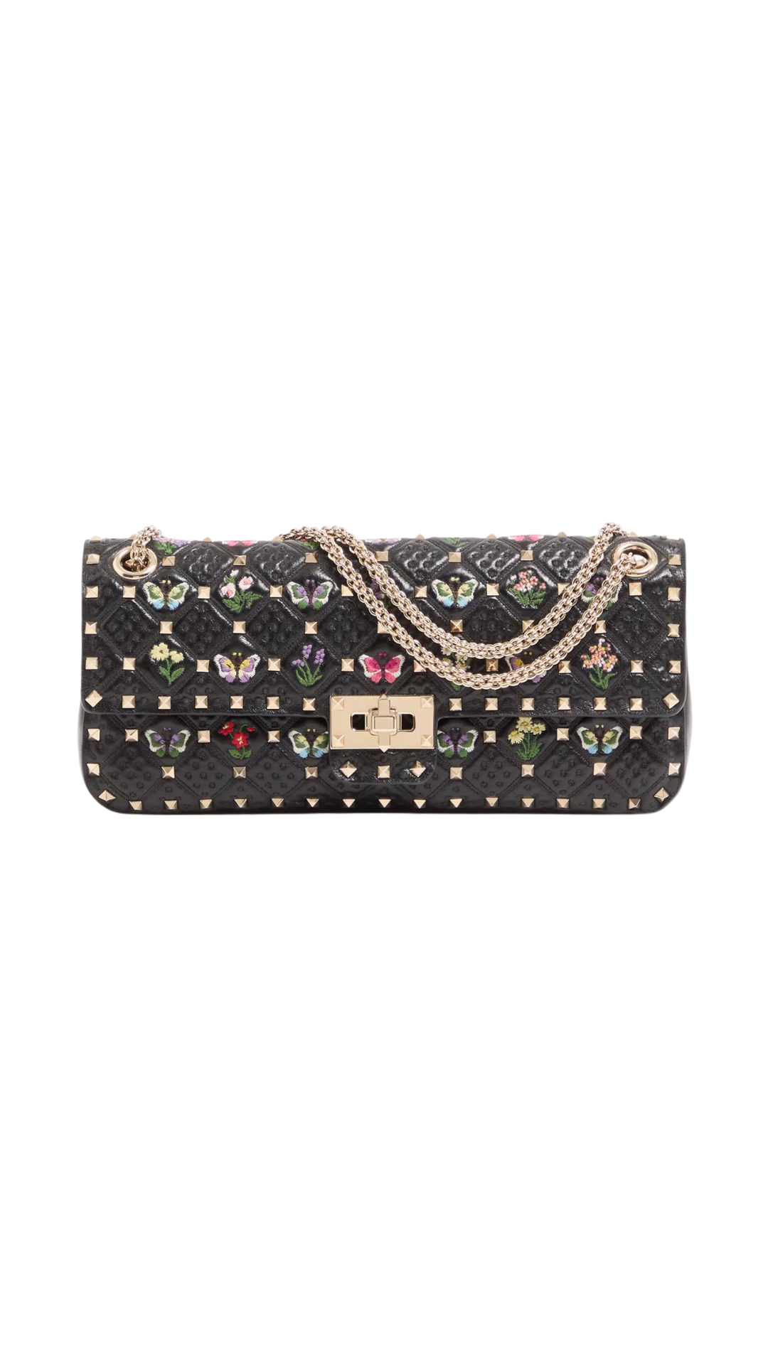 Rockstud Spike Medium Shoulder Bag in Embroidered Nappa Leather