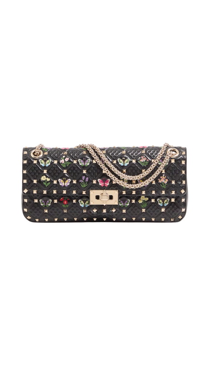 Rockstud Spike Medium Shoulder Bag in Embroidered Nappa Leather