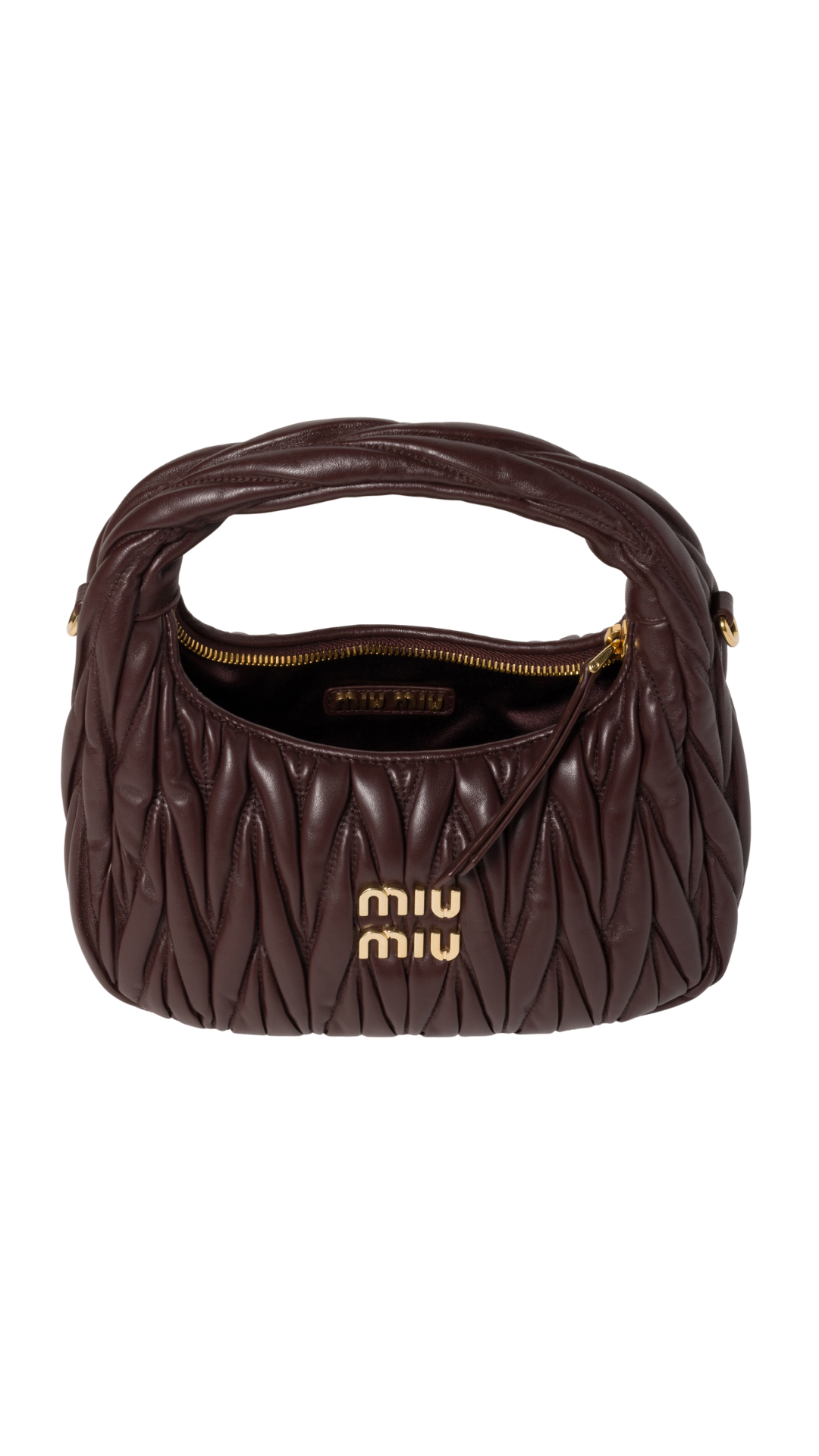 Wander Matelassé Nappa Leather Hobo Mini-Bag in Briarwood