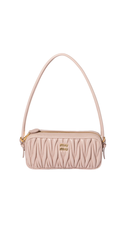 Matelassé Nappa Leather Pouch in Powder Pink