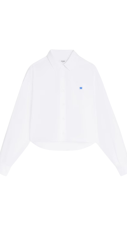 Shirt in White Cotton Denim