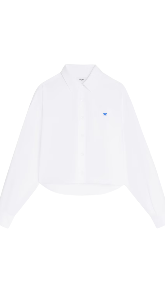 Shirt in White Cotton Denim