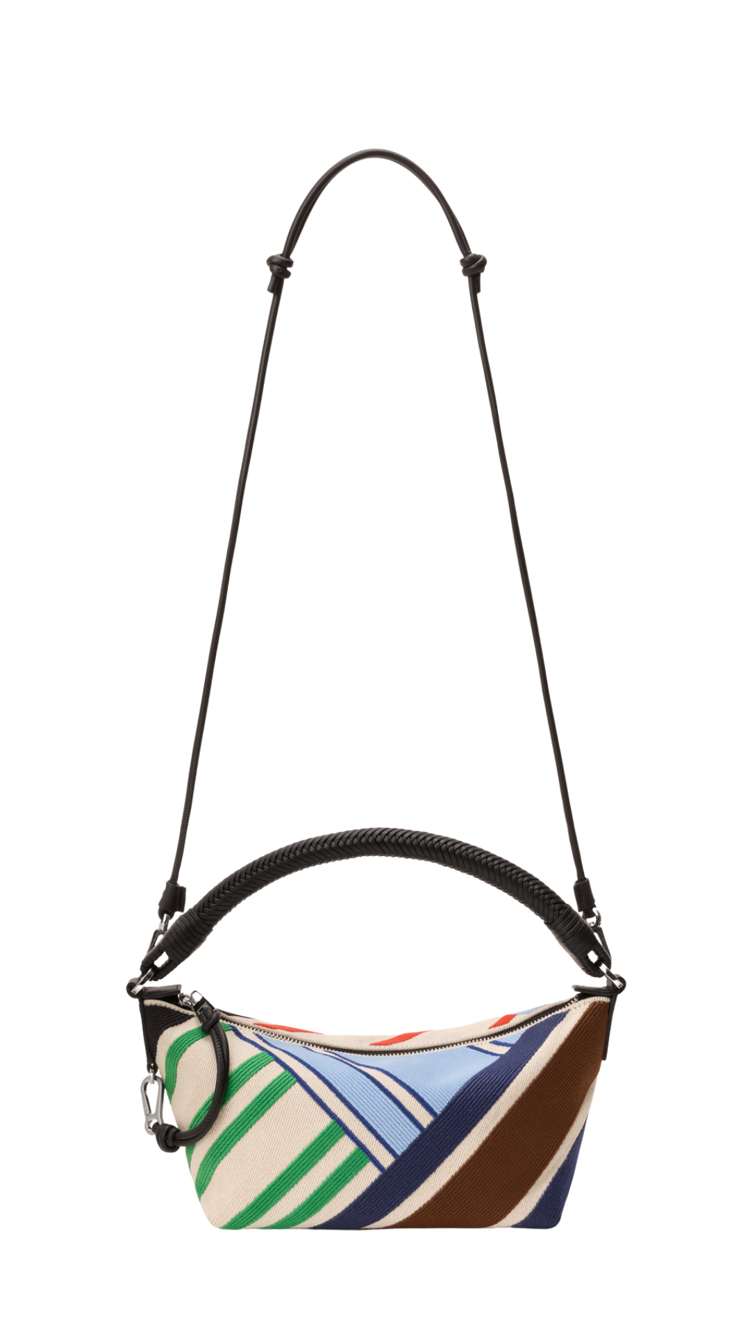 Cala Mini Bag in Embroidered Canvas and Calfskin in Ecru/Multicolor