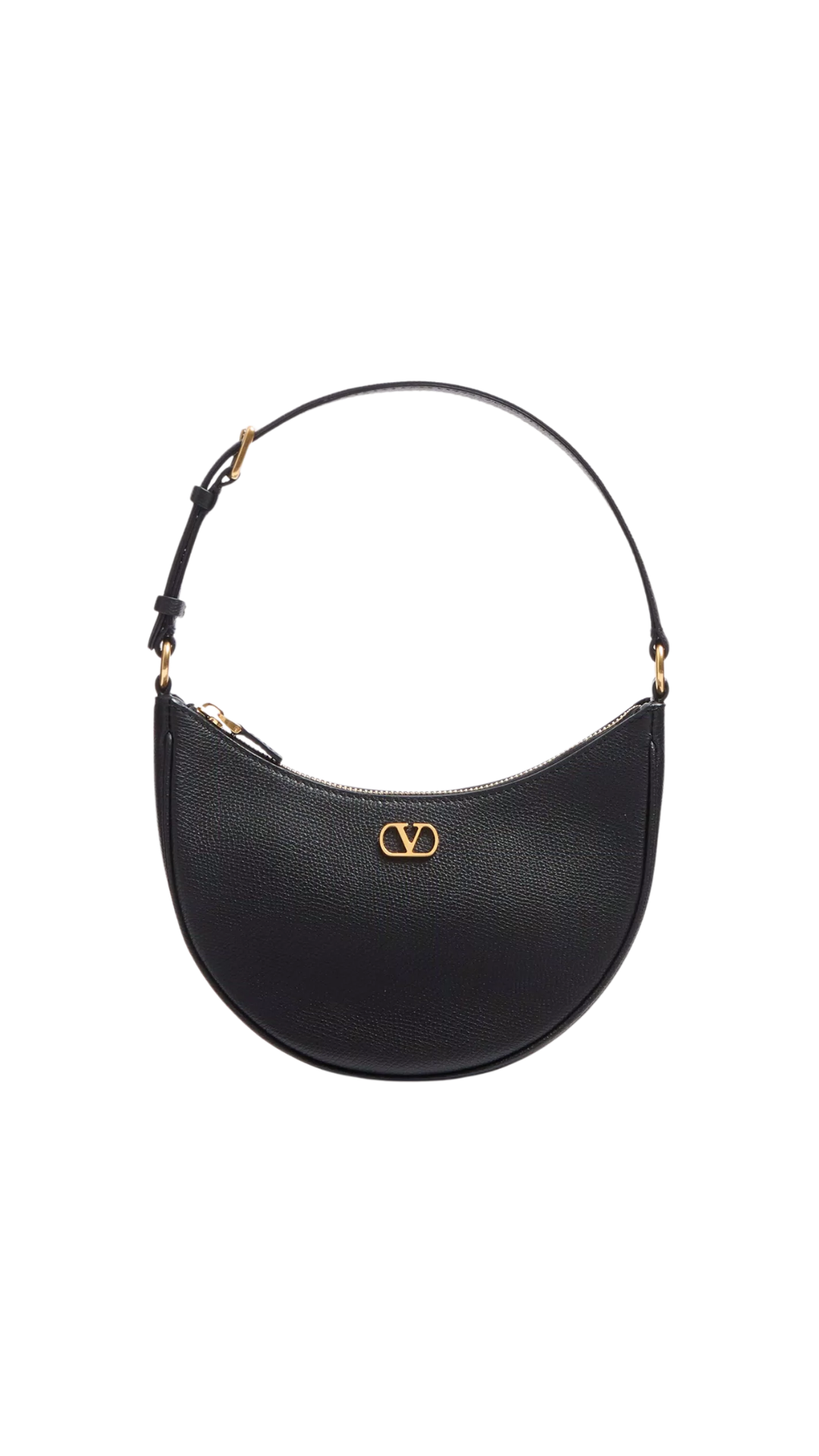 VLogo Signature Mini Hobo Bag In Black Grainy Calfskin