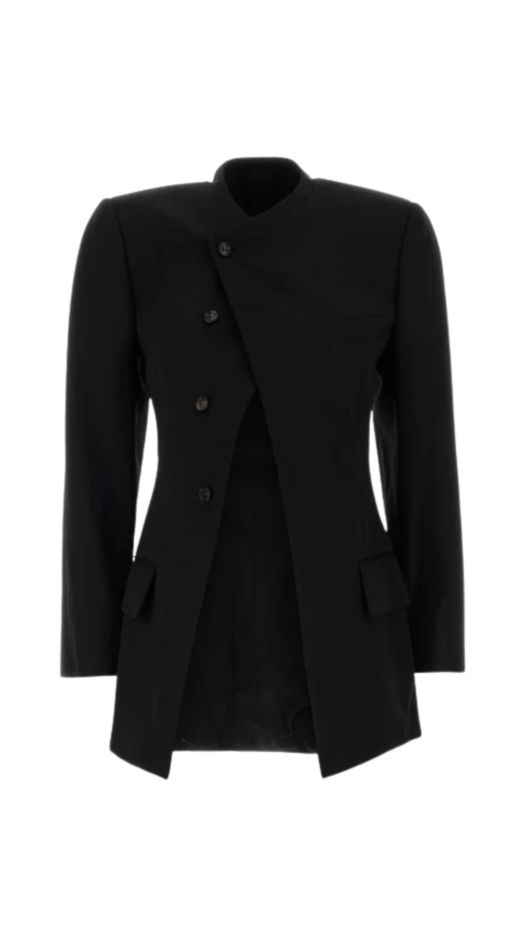 Wool Grain De Poudre Jacket in Double Black