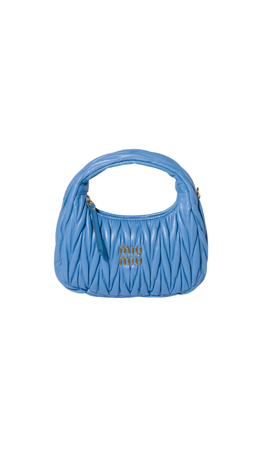 Wander Matelassé Nappa Leather Hobo Bag in Wave Blue