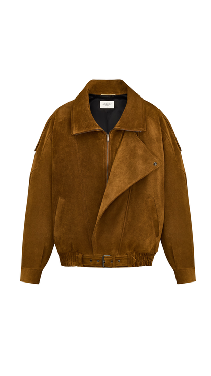 Bomber Jacket in Noix Vintage Split Leather