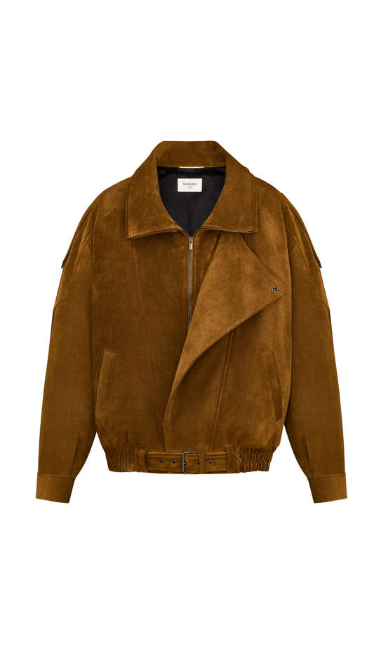 Bomber Jacket in Noix Vintage Split Leather