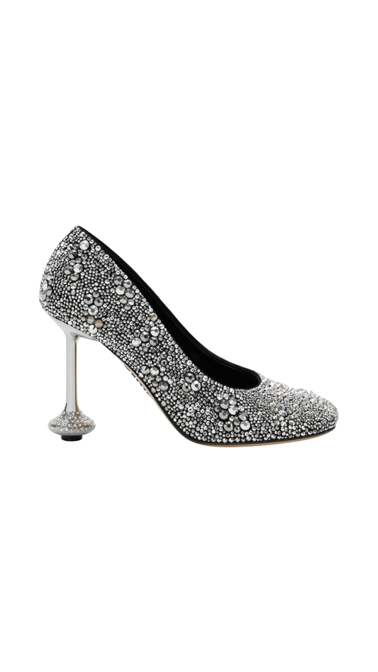 Toy pump in Silver Suede and Strass