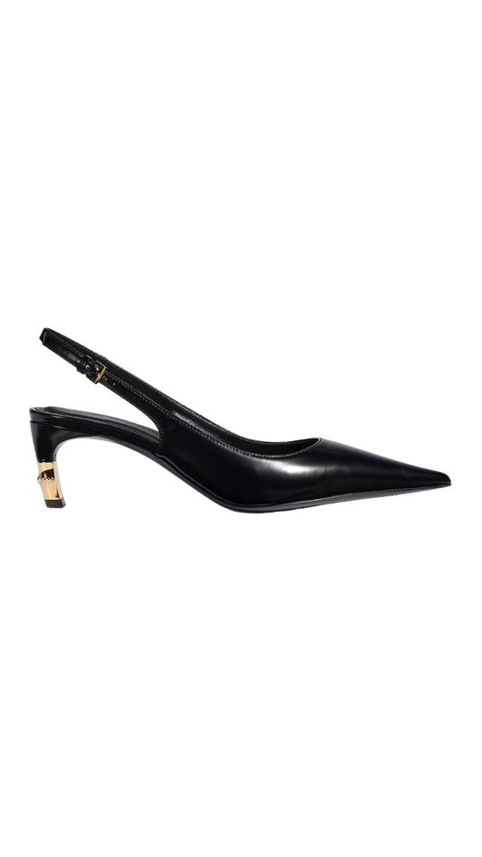 Castello Slingback in Black Leather
