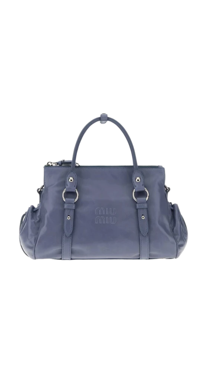 Shiny Leather Handbag in Blue
