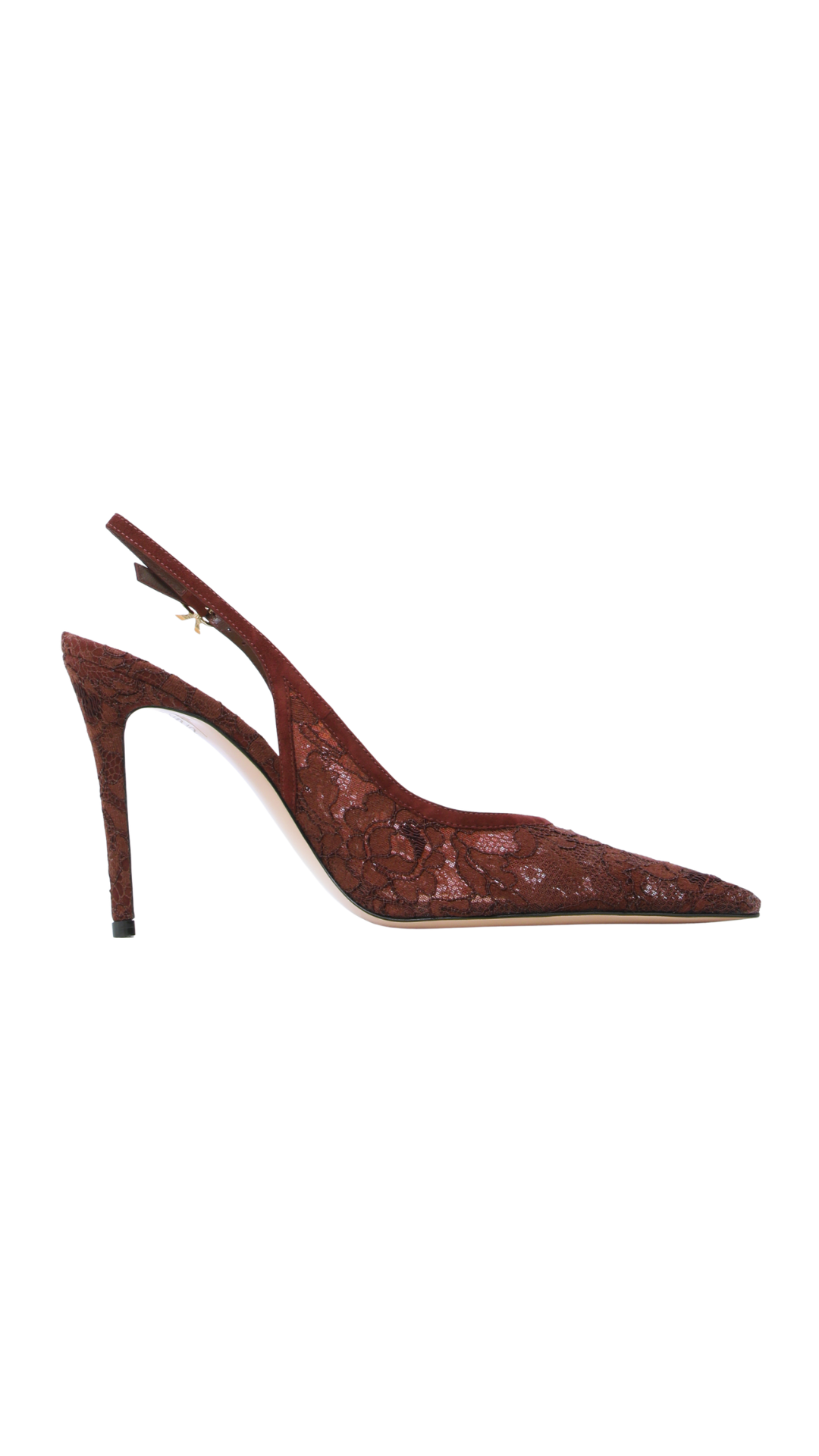 Lyon 95 Slingback Pumps in Deep Burgundy Lace Floral