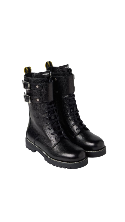 Fendi Commando Black Leather Boots