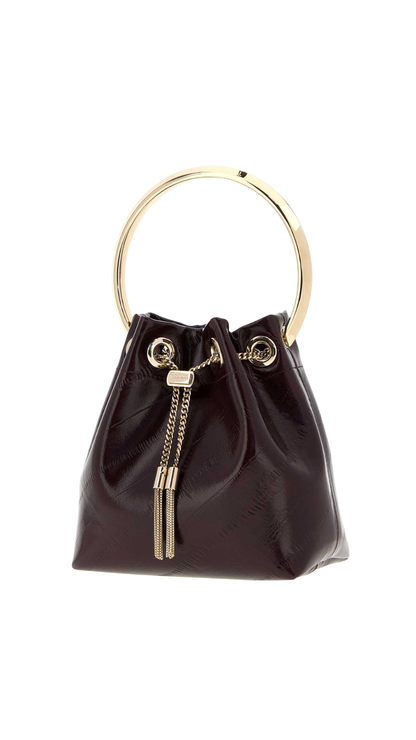 Bon Bon in Deep Merlot Biker Leather Bag With Pearl Closure