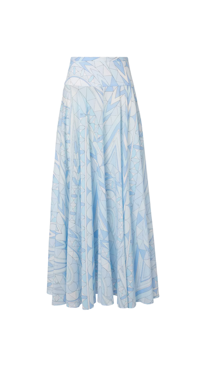 Angoli Cotton Maxi Skirt in Blue