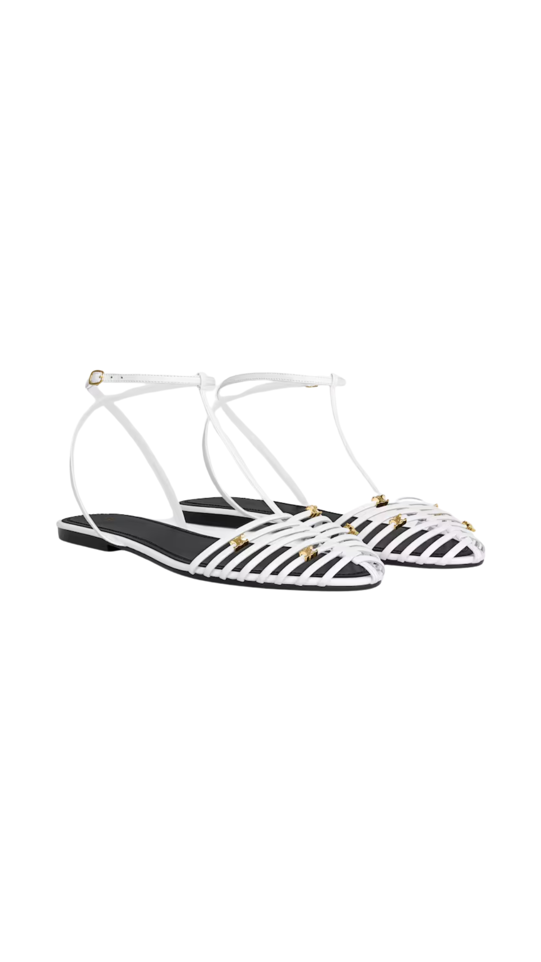 Cage Flat Sandal in White Goat