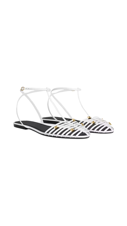Cage Flat Sandal in White Goat