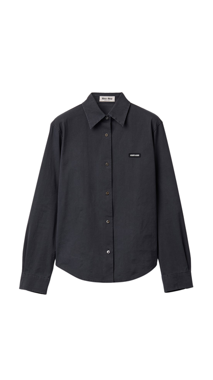 Stretch Poplin Shirt in Black