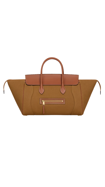 Luggage in Tan Textile and Natural Calfskin