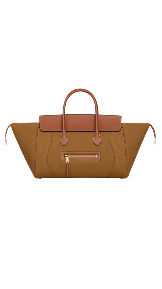 Luggage in Tan Textile and Natural Calfskin