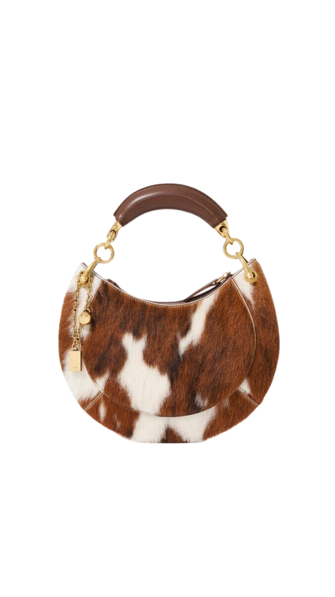 Small Chloé Banana Zipped Hobo Bag in Hair-On Leather