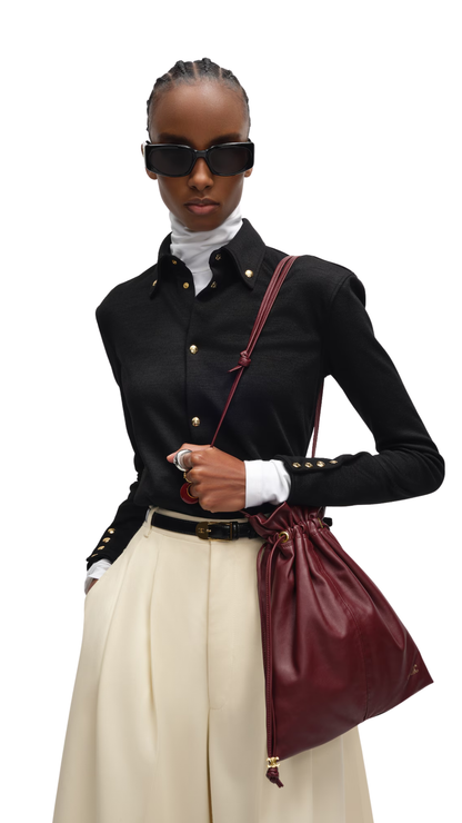 Small Crystal Pouch In Syrah Lambskin