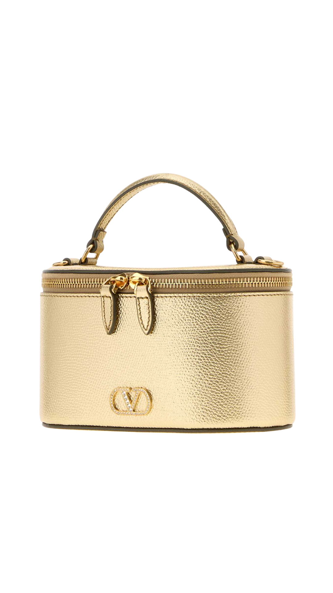 Vlogo Leather Top Handle Bag in Gold