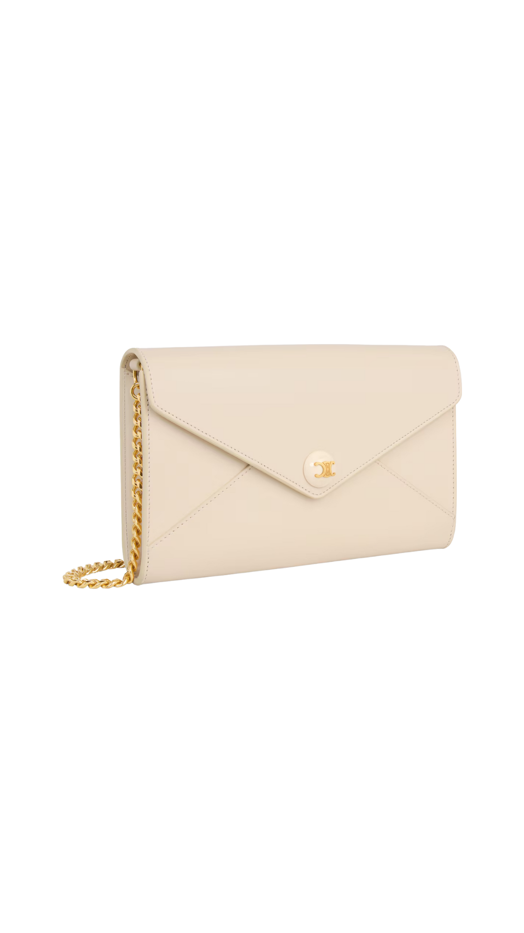 Envelope Wallet On Chain in Cream Shiny Calfskin