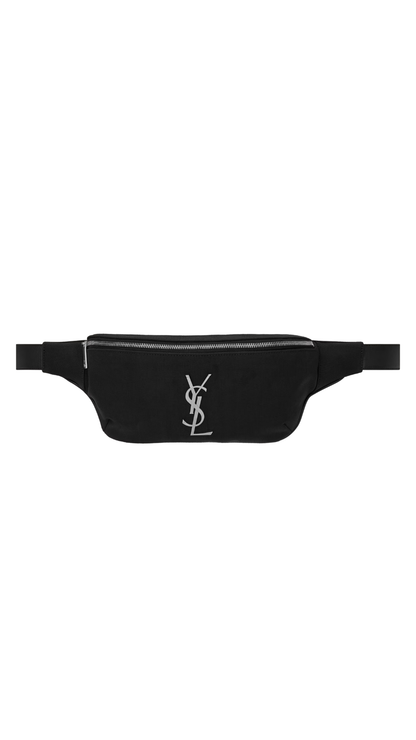 Cassandre Classic Crossbody Bag in Black Canvas and Leather