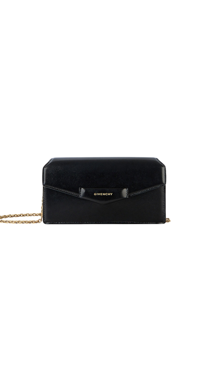 Antigona Wallet on Chain in Black Box Leather