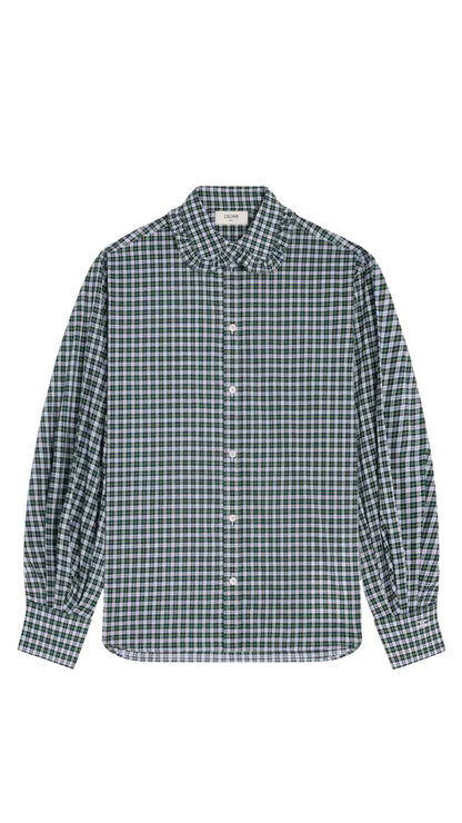 Shirt in Green/White Cotton Cloth