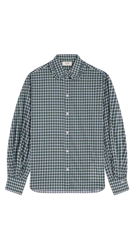 Shirt in Green/White Cotton Cloth