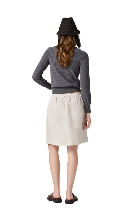 V-Neck Wool Cardigan in Slate Gray