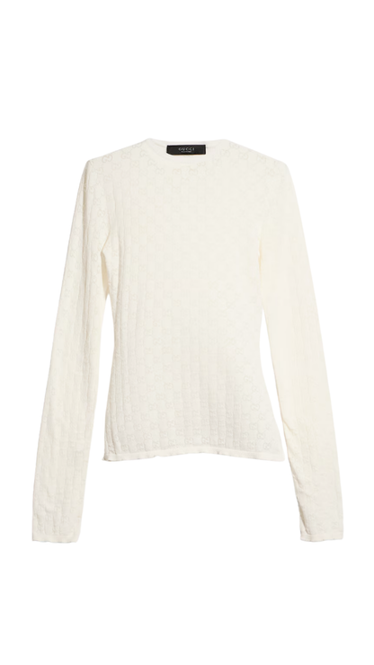 GG Cotton Devoré Top in White