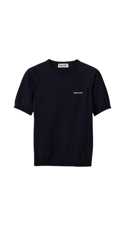 Wool Crew-Neck Sweater in Navy