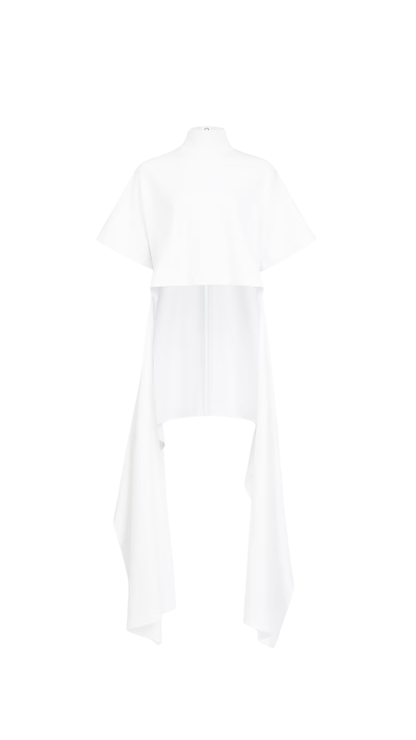 Asymmetric Cotton Jersey T-Shirt in White