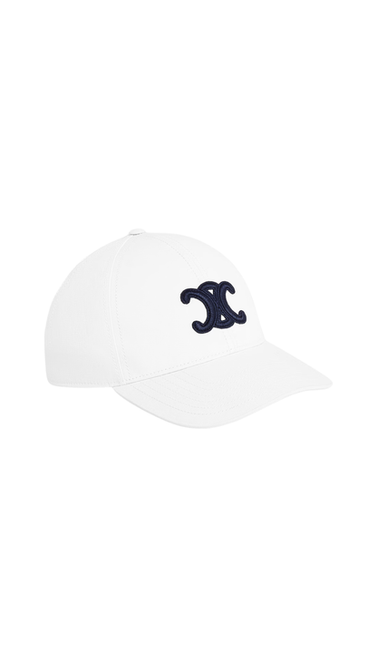 Triomphe Baseball Cap in White Cotton