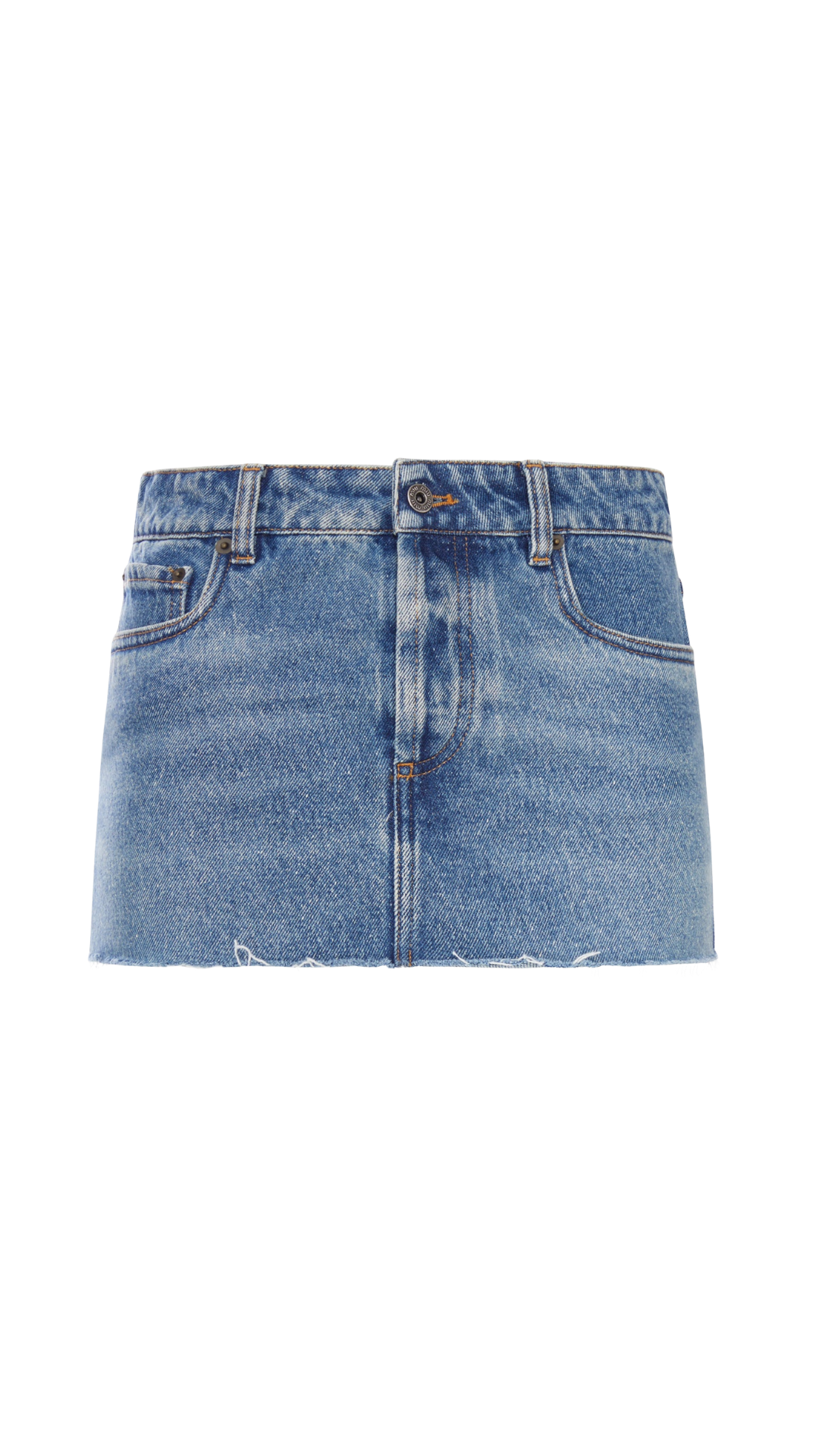 Used Wash Denim Mini Skirt in Blue