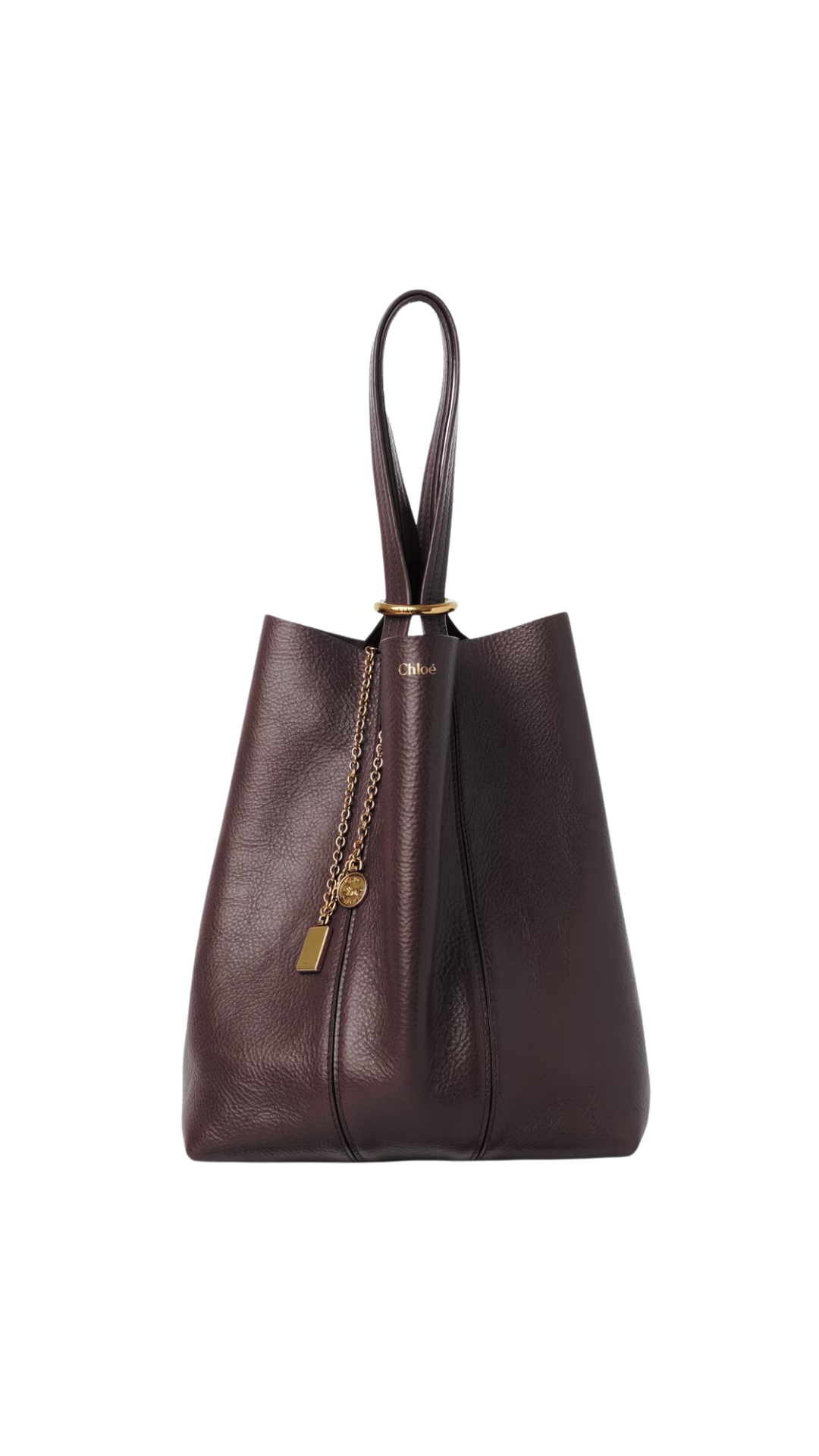 Spin Tote Bag In Perfect Plum Grained Leather